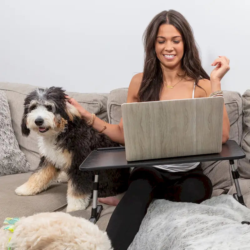 Husband Pillow - Lap Desk Wood Small Top - Fits Up to 17 Laptop - with Dual Cushion, Multifunctional Slot for Tablet