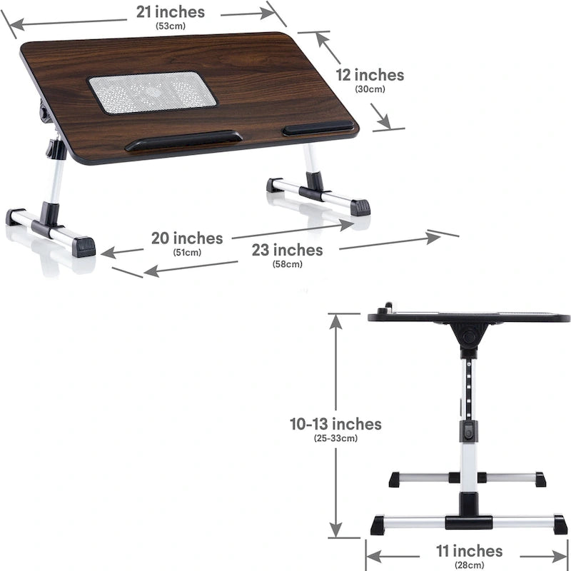 Husband Pillow - Lap Desk Wood Small Top - Fits Up to 17 Laptop - with Dual Cushion, Multifunctional Slot for Tablet
