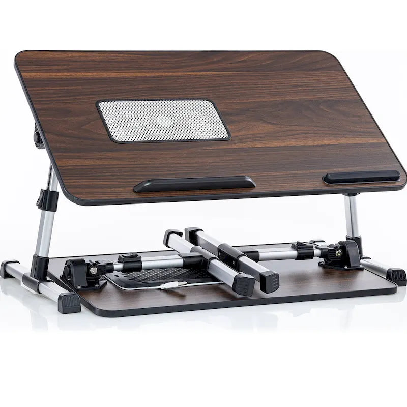 Husband Pillow - Lap Desk Wood Small Top - Fits Up to 17 Laptop - with Dual Cushion, Multifunctional Slot for Tablet