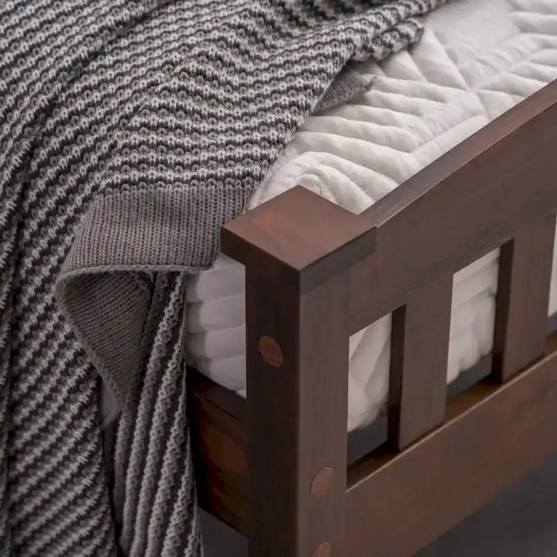Classic Panel Bed Vertical Strip with Headboard Brown Twin/Full/Queen