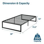 Priage by ZINUS Black Metal Platform Bed Frame