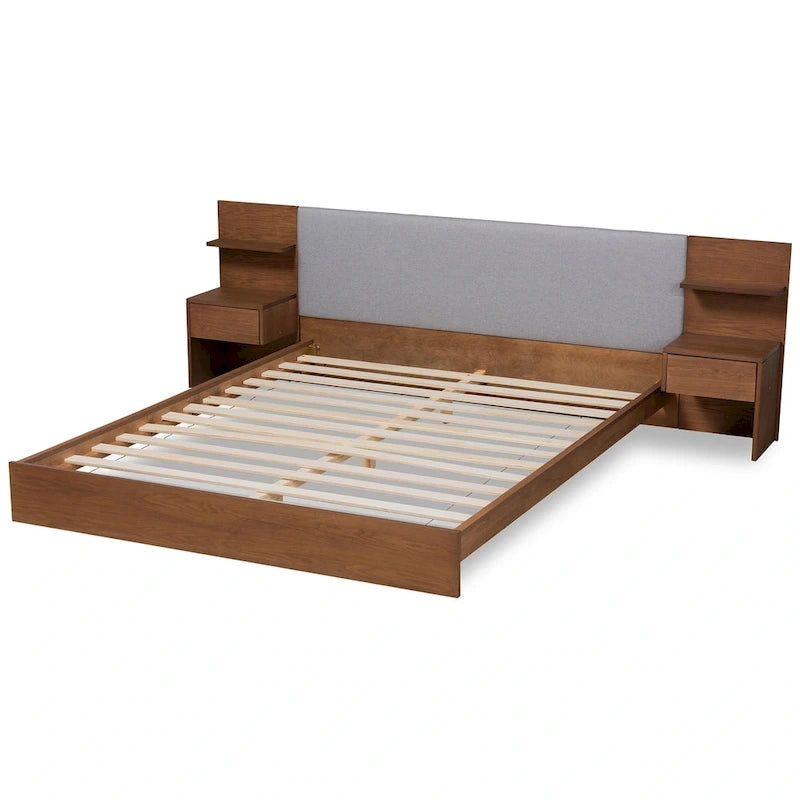 Sami Modern and Contemporary Storage Bed with Built-In Nightstands