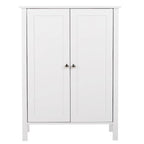 White Double Doors Adjustable Freestanding Bathroom Cabinet - 23.62  x 11.81  x 31.50 