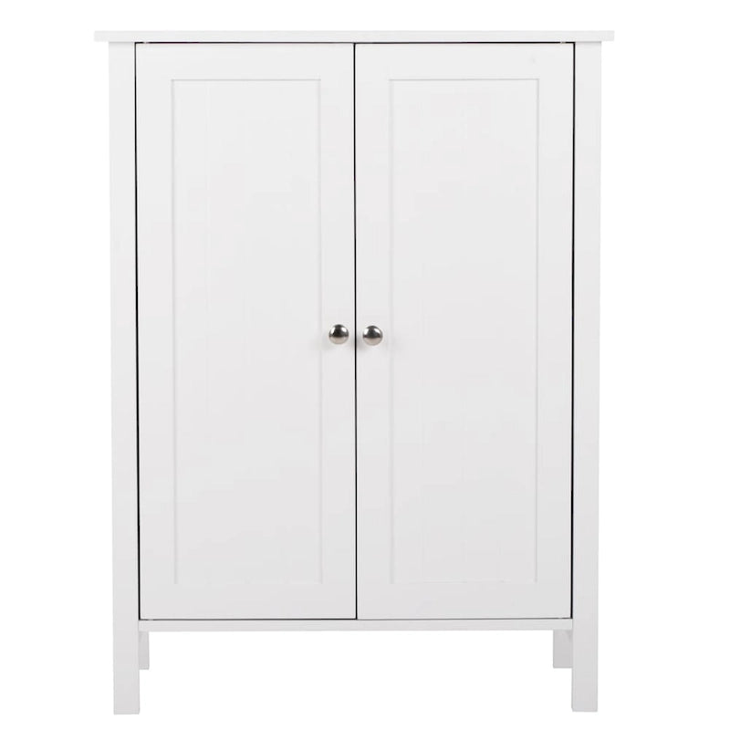 White Double Doors Adjustable Freestanding Bathroom Cabinet - 23.62  x 11.81  x 31.50 