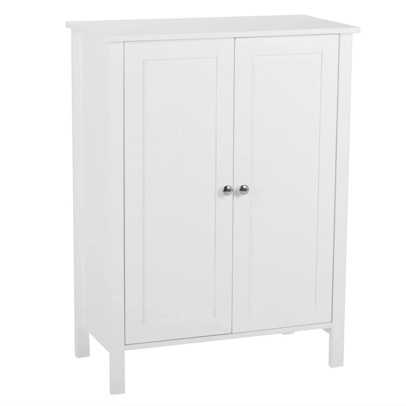 White Double Doors Adjustable Freestanding Bathroom Cabinet - 23.62  x 11.81  x 31.50