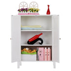 White Double Doors Adjustable Freestanding Bathroom Cabinet - 23.62  x 11.81  x 31.50