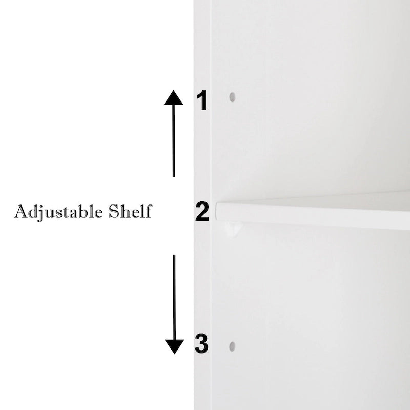 White Double Doors Adjustable Freestanding Bathroom Cabinet - 23.62  x 11.81  x 31.50