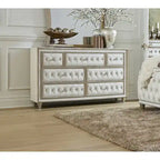 Justine Ivory and Camel Tufted 4-piece Bedroom Set