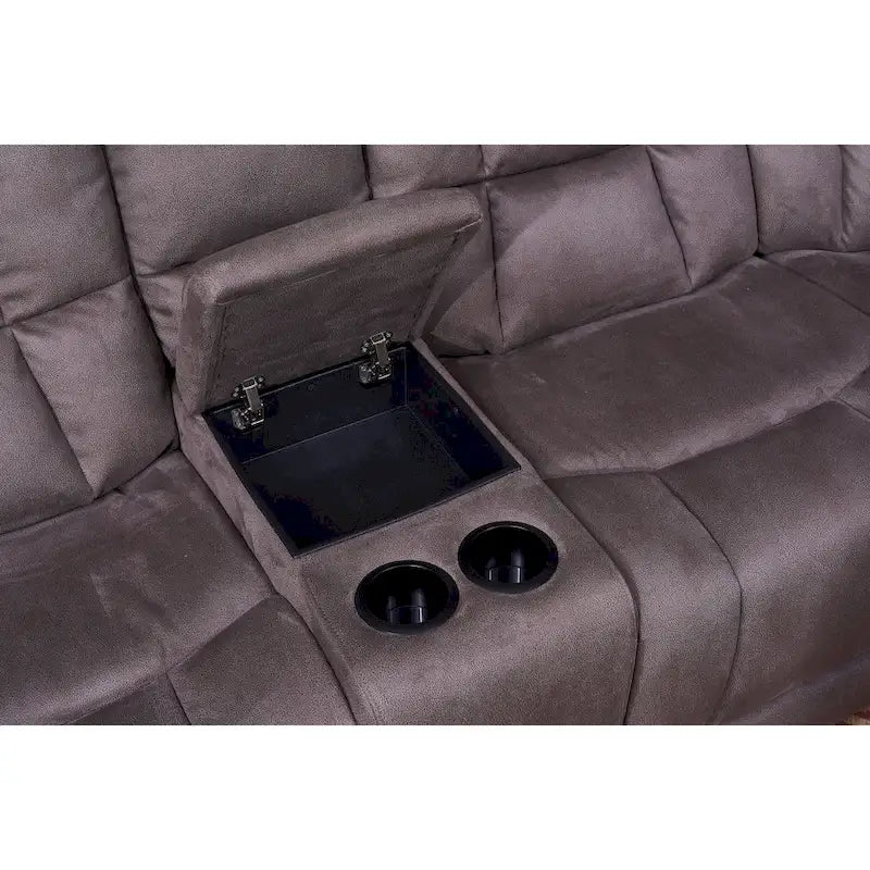 Vanity Art Gray Microfiber 5-Pieces Reclining Loveseat with Console Living Room Set Recliner Sofa