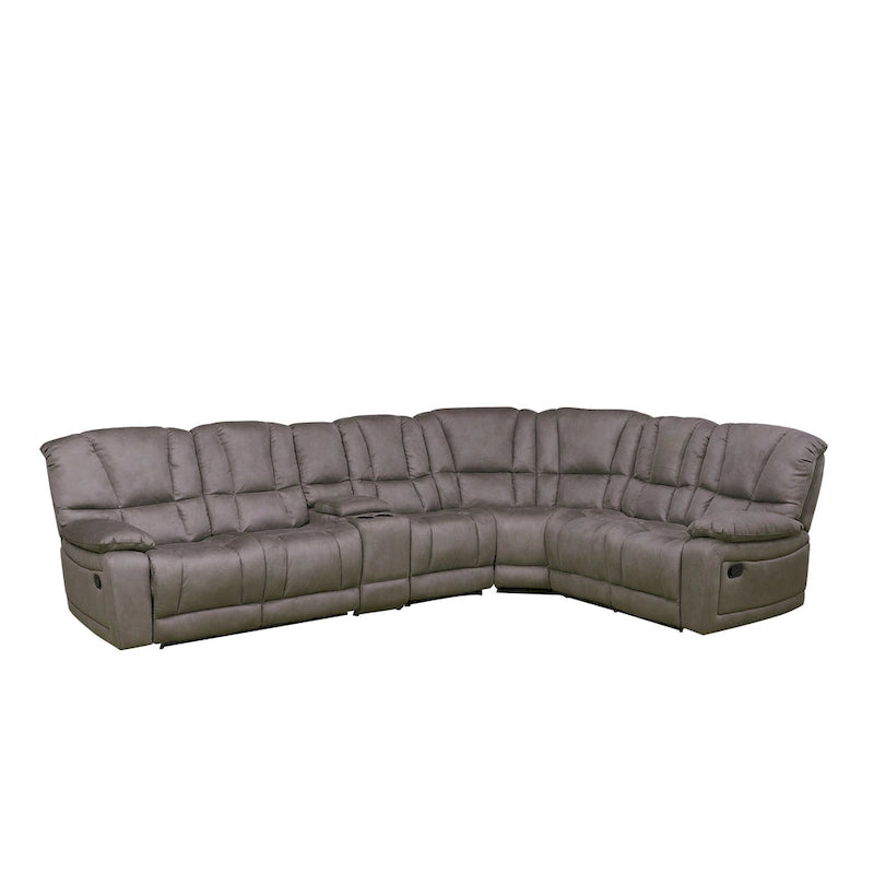 Vanity Art Gray Microfiber 5-Pieces Reclining Loveseat with Console Living Room Set Recliner Sofa