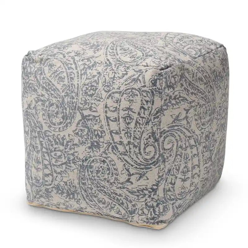 Porch & Den Satsuma Handwoven Paisley Pattern Pouf Ottoman