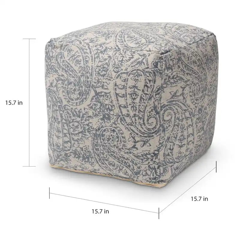 Porch & Den Satsuma Handwoven Paisley Pattern Pouf Ottoman