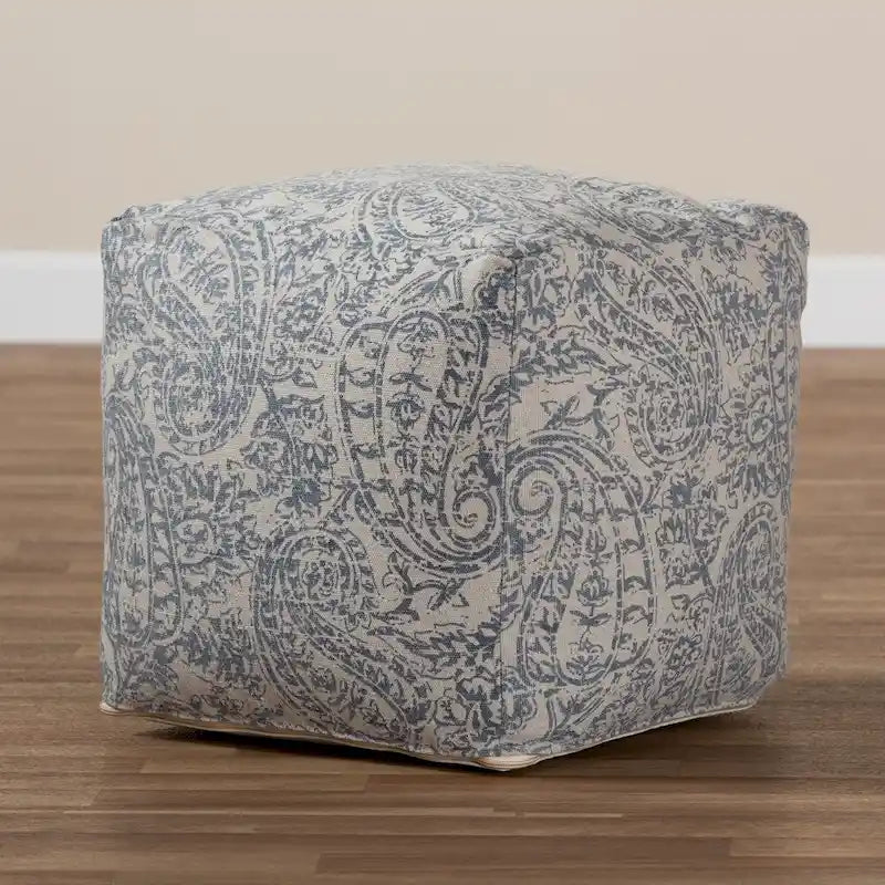 Porch & Den Satsuma Handwoven Paisley Pattern Pouf Ottoman