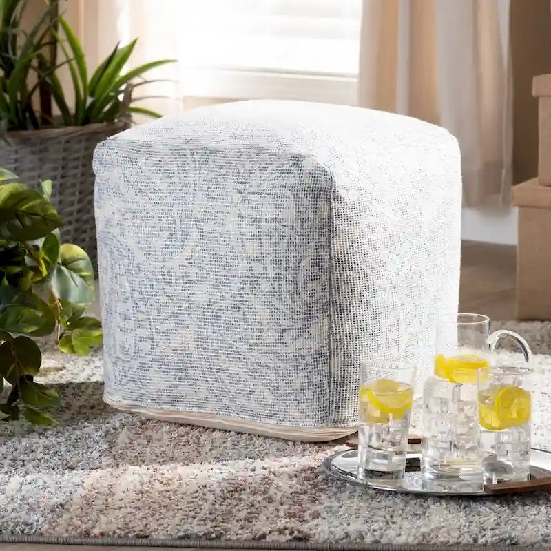 Porch & Den Satsuma Handwoven Paisley Pattern Pouf Ottoman