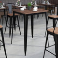 31.5 Square Metal Indoor Bar Height Table with Rustic Wood Top - 31.5W x 31.5D x 42H - 31.5W x 31.5D x 42H