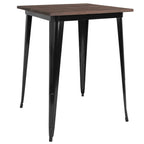 31.5 Square Metal Indoor Bar Height Table with Rustic Wood Top - 31.5W x 31.5D x 42H - 31.5W x 31.5D x 42H