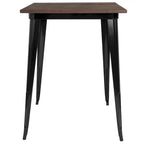 31.5 Square Metal Indoor Bar Height Table with Rustic Wood Top - 31.5W x 31.5D x 42H - 31.5W x 31.5D x 42H