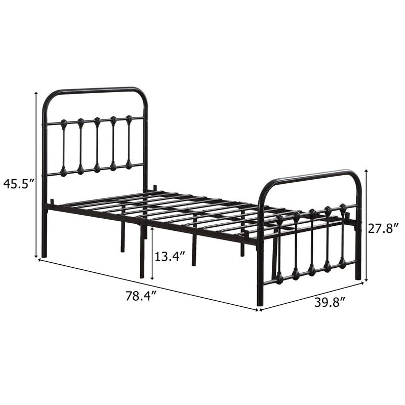 Single-Layer Iron Bed Frame with Shell Decoration Black