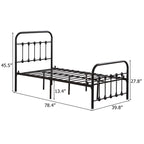 Single-Layer Iron Bed Frame with Shell Decoration Black