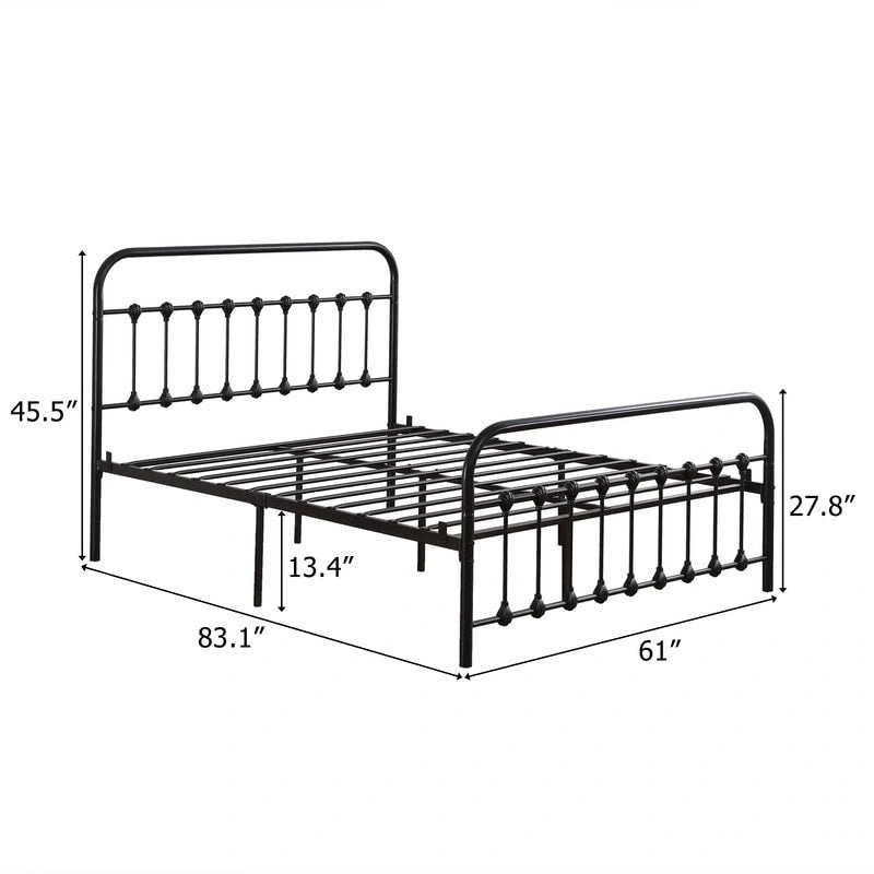 Single-Layer Iron Bed Frame with Shell Decoration Black