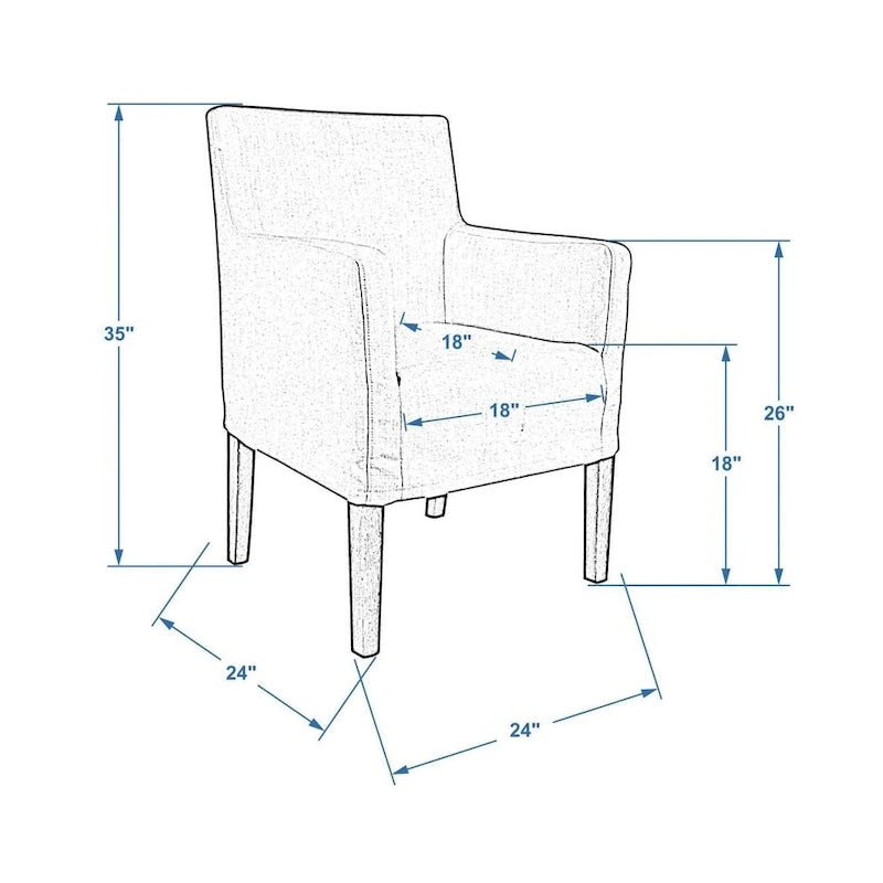 Cream Linen & Oak Wood Arm Chair by East at Main