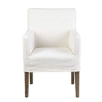 Cream Linen & Oak Wood Arm Chair by East at Main