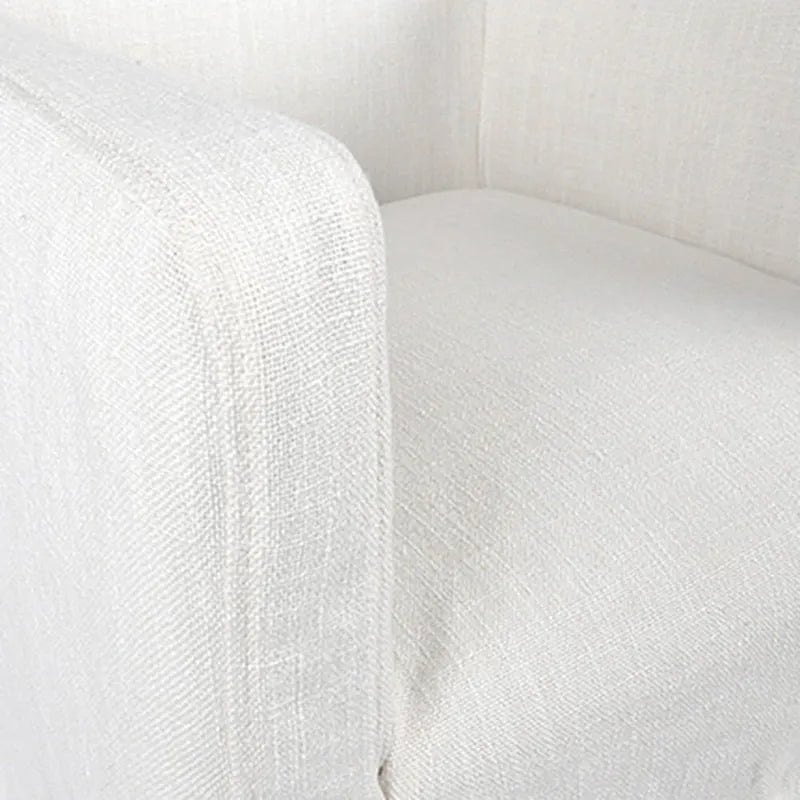 Cream Linen & Oak Wood Arm Chair by East at Main