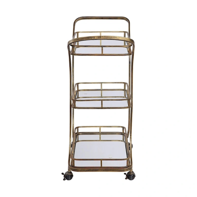 Uttermost Stassi Antiqued Gold Serving Cart