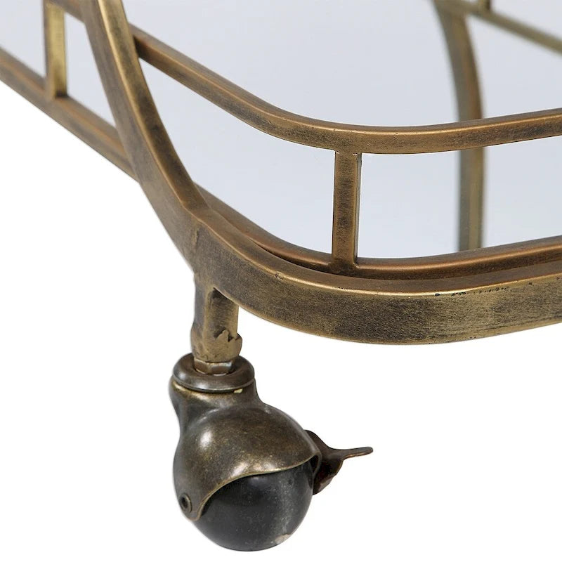 Uttermost Stassi Antiqued Gold Serving Cart