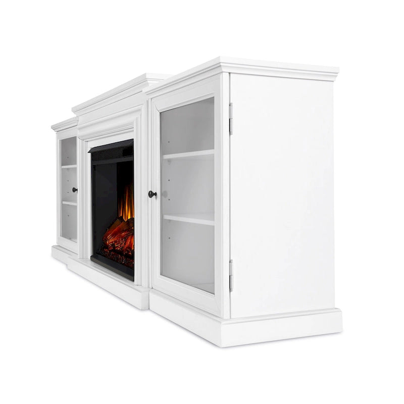 Frederick 72 Electric TV Stand Fireplace in White by Real Flame - 72L x 15.5W x 30H