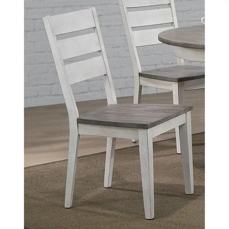 The Gray Barn Avalon 7-piece Dining Set in Stormy White and Ash with Ladderback Chairs