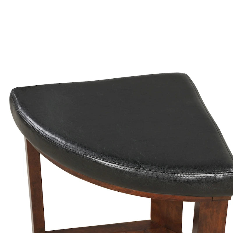 Roundhill Furniture 5 Piece Round Counter Height Dining Set in Solid Wood with Glass Table Top