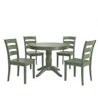 Wilmington II Round Pedestal Base Antique Sage Green 5-Piece Dining Set by iNSPIRE Q Classic