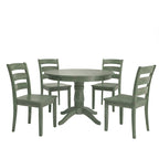 Wilmington II Round Pedestal Base Antique Sage Green 5-Piece Dining Set by iNSPIRE Q Classic