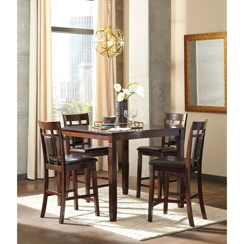 Signature Design by Ashley Bennox Brown Counter Height Dining Table and Bar Stools (Set of 5)