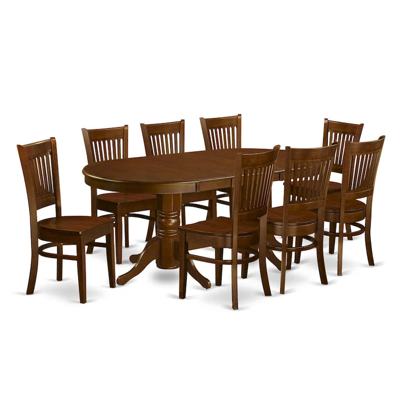 East West Furniture 9 Piece Dining Table Set Includes an Oval Wooden Table and 8 Dining Chairs, Espresso(Seat Type Options)
