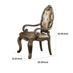 26 Inch Dining Chair, Faux Leather, Set of 2, Champagne Gold