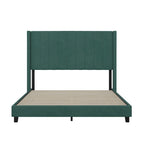 Upholstered Platform Bed with Wingback Headboard