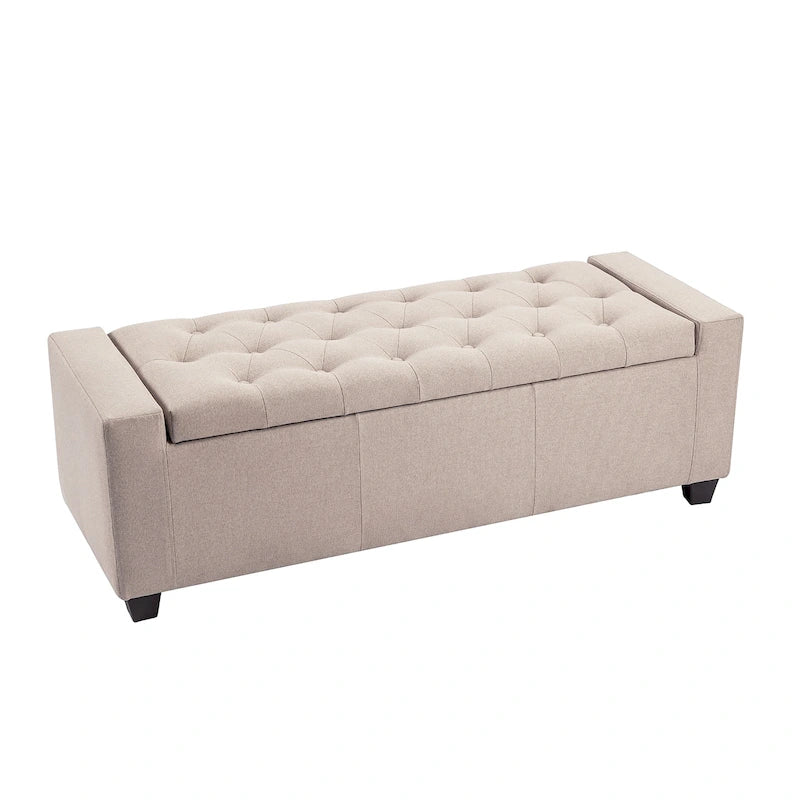 Porthos Home Iara Fabric Upholstered Flip Top Storage Ottoman Bench