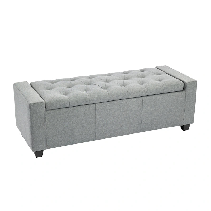 Porthos Home Iara Fabric Upholstered Flip Top Storage Ottoman Bench