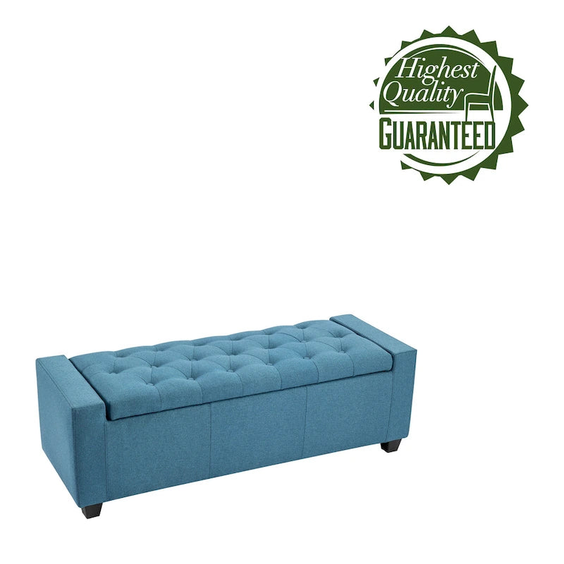 Porthos Home Iara Fabric Upholstered Flip Top Storage Ottoman Bench