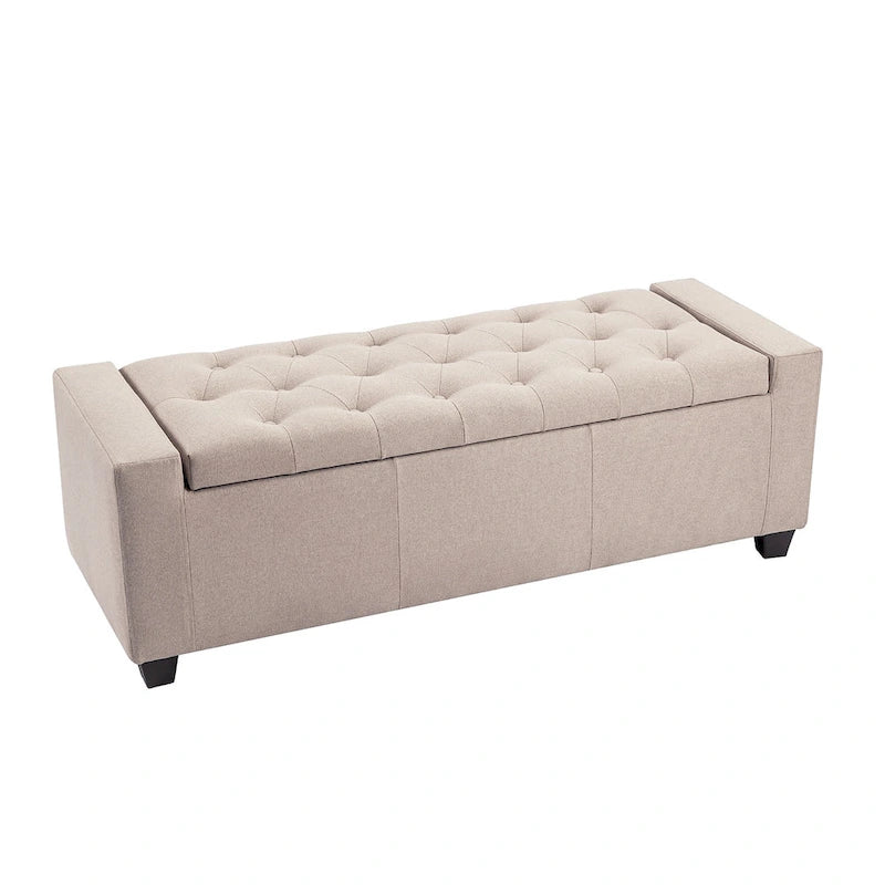 Porthos Home Iara Fabric Upholstered Flip Top Storage Ottoman Bench