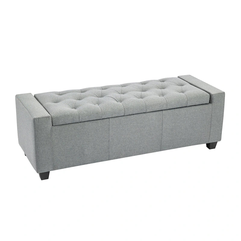 Porthos Home Iara Fabric Upholstered Flip Top Storage Ottoman Bench