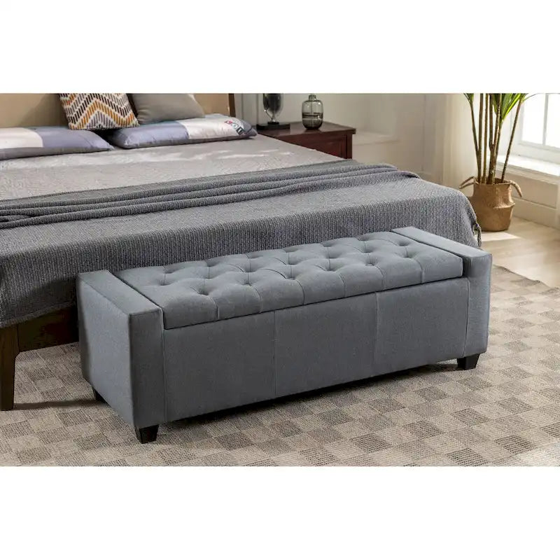 Porthos Home Iara Fabric Upholstered Flip Top Storage Ottoman Bench