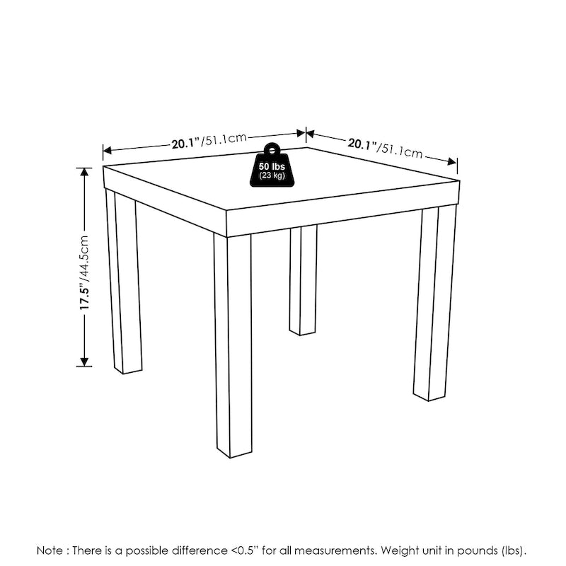 Furinno Classic Homey Square Side Table, Black