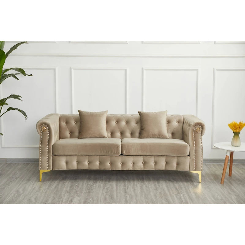 35 D x 85 W x 30.3 H Velvet Chesterfield Button-tufted Sofa