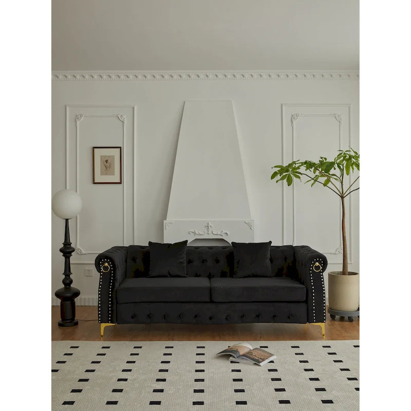 35 D x 85 W x 30.3 H Velvet Chesterfield Button-tufted Sofa