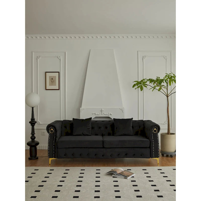 35 D x 85 W x 30.3 H Velvet Chesterfield Button-tufted Sofa