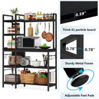 43 inch Kitchen Bakers Rack with Microwave Stand 5-Tier Kitchen Utility Storage Shelf Rack and10 Hooks for Kitchen Living Room