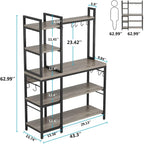 43 inch Kitchen Bakers Rack with Microwave Stand 5-Tier Kitchen Utility Storage Shelf Rack and10 Hooks for Kitchen Living Room